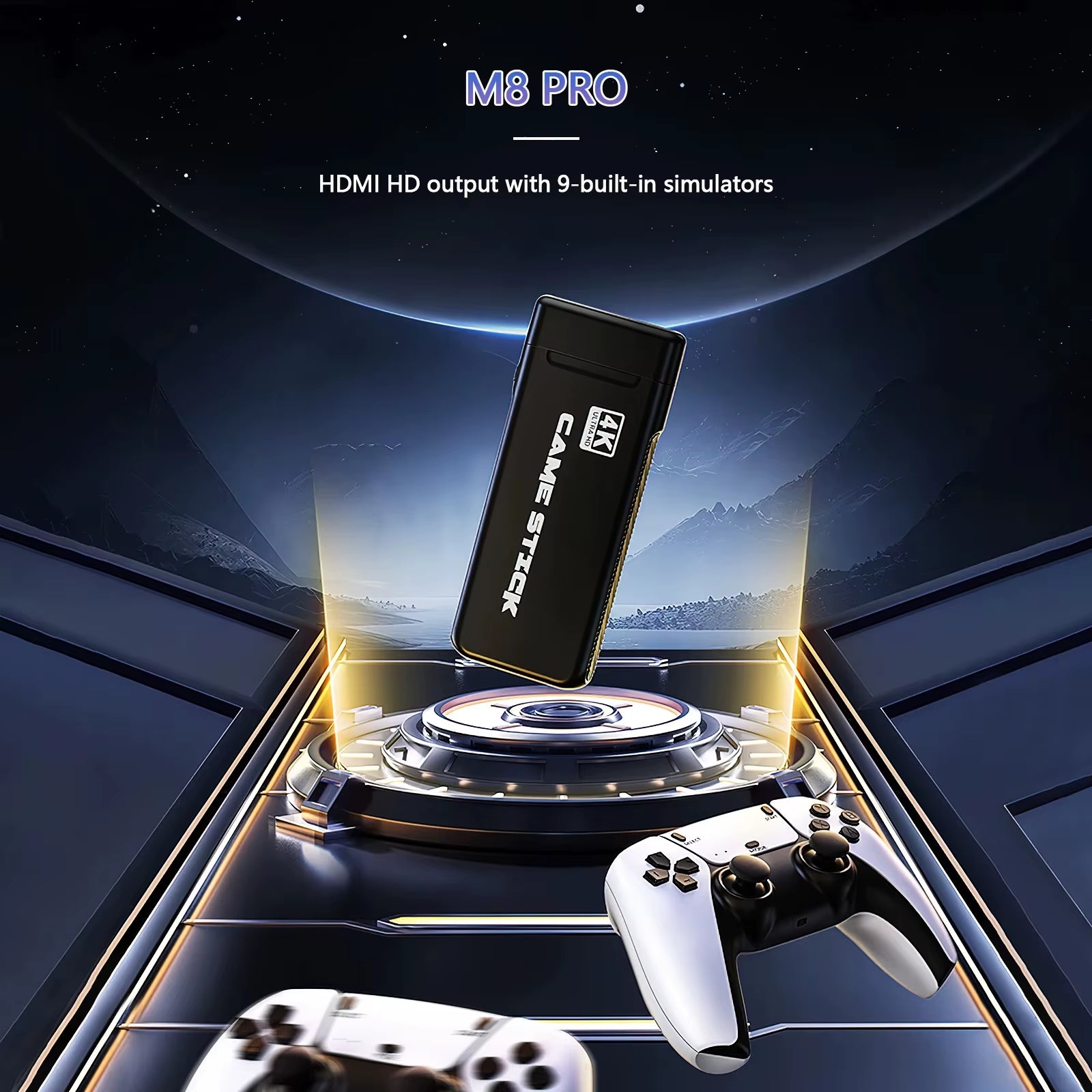 M8 PRO Video Game Console 2.4G High-Definition 4K Double Wireless Controller Game TV Stick 20000 Games 64GB Retro Games Boy Gift