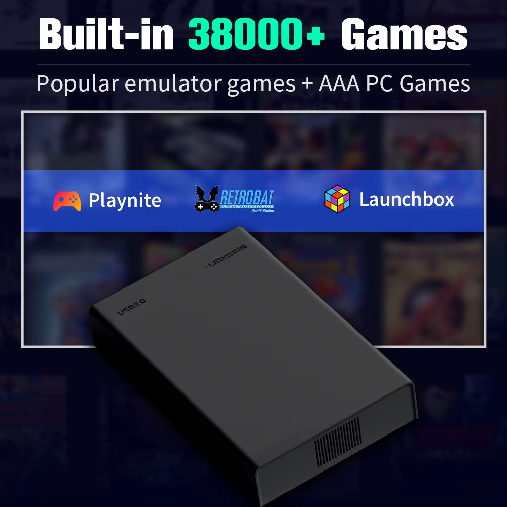 500G Game Hard Drive with 38000+Games for Xbox/Ps3/Ps2/Gamecube/Wii/Wiiu/Switch 3 System in 1 Plug&amp;Play Game Consoles for WIN PC