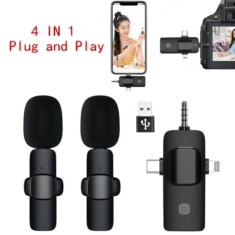 Wireless Microphone for Iphone Android Cameras Wireless Microphone for Live Interviews Noise Cancelling Lavalier Microphone