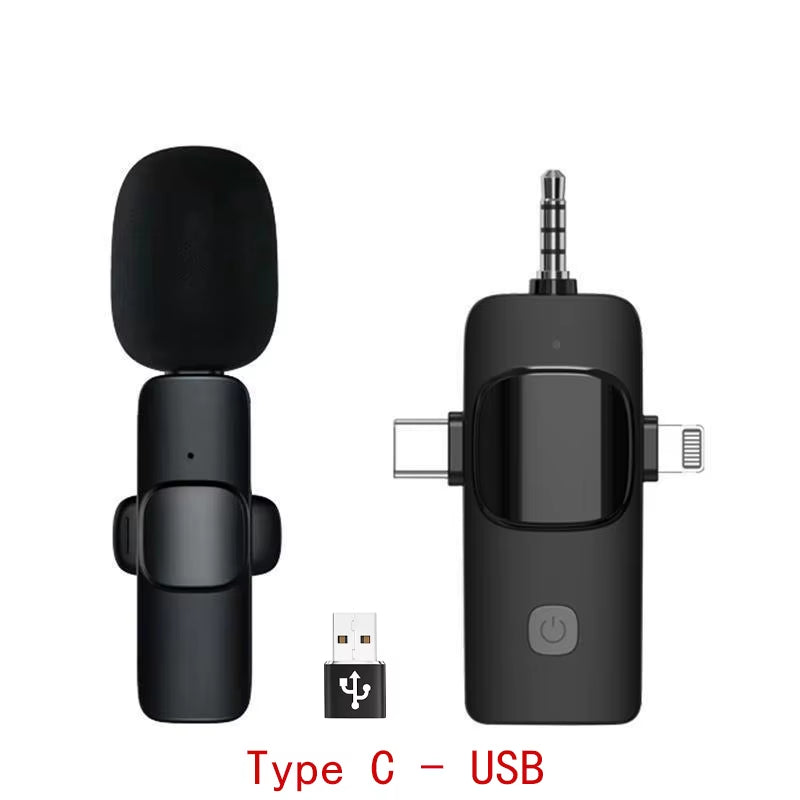 Wireless Microphone for Iphone Android Cameras Wireless Microphone for Live Interviews Noise Cancelling Lavalier Microphone